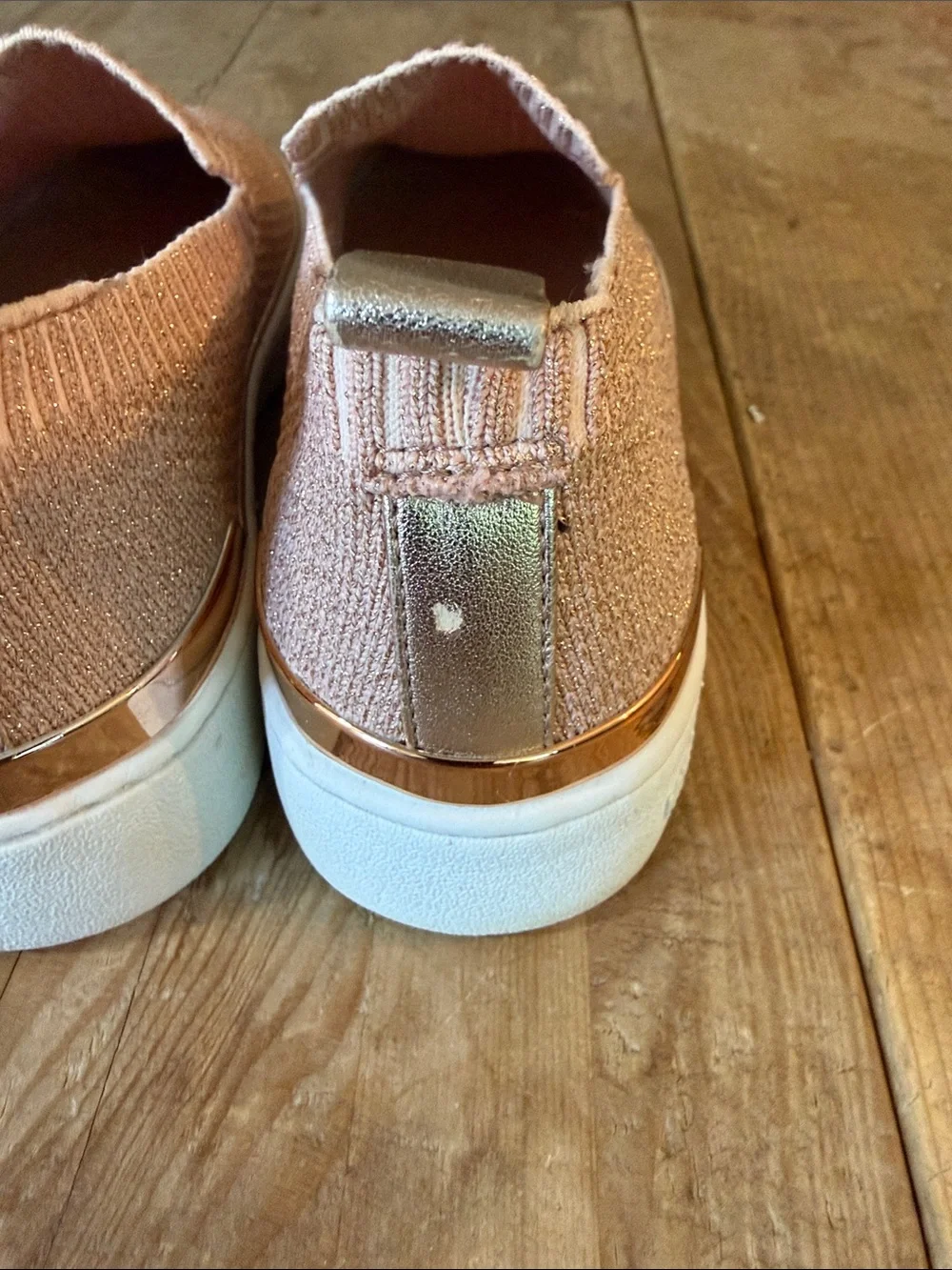 Michael Kors Blush Knit Slip-On Sneakers with Rose Gold Trim